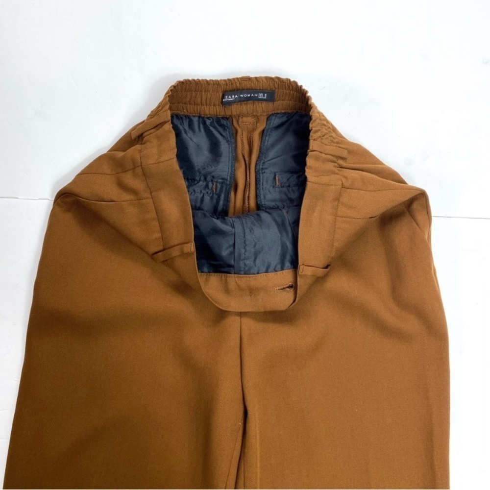 ZARA Classic Slim Fit Ankle Trouser Pants in Russet Brown Size S - Picture 7 of 9